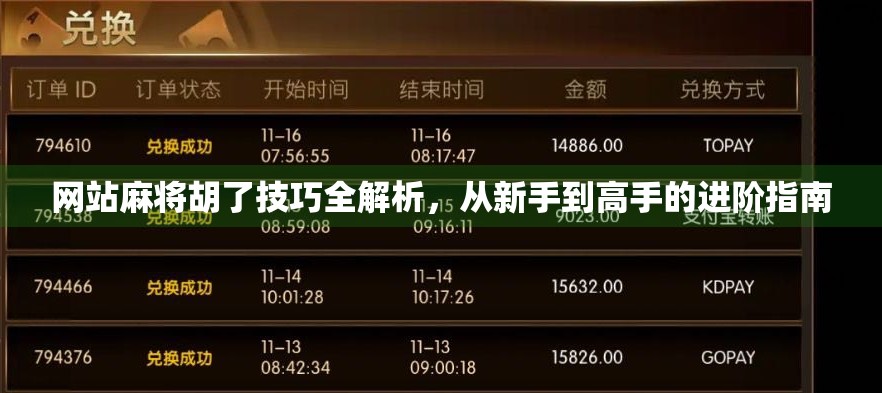 网站麻将胡了技巧全解析,从新手到高手的进阶指南 网站麻将胡了技巧全解析,从新手到高手的进阶指南